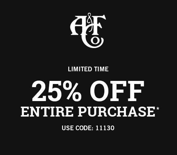 25% off entire purchase* Use Code: 11130